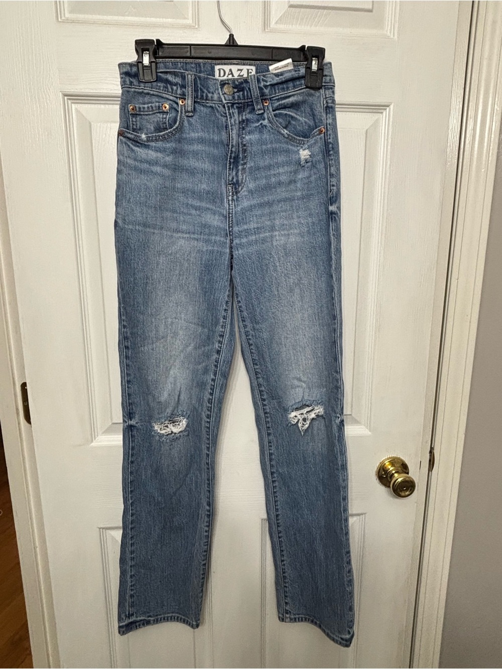 Daze Women's Distressed High-Rise Blue Jeans